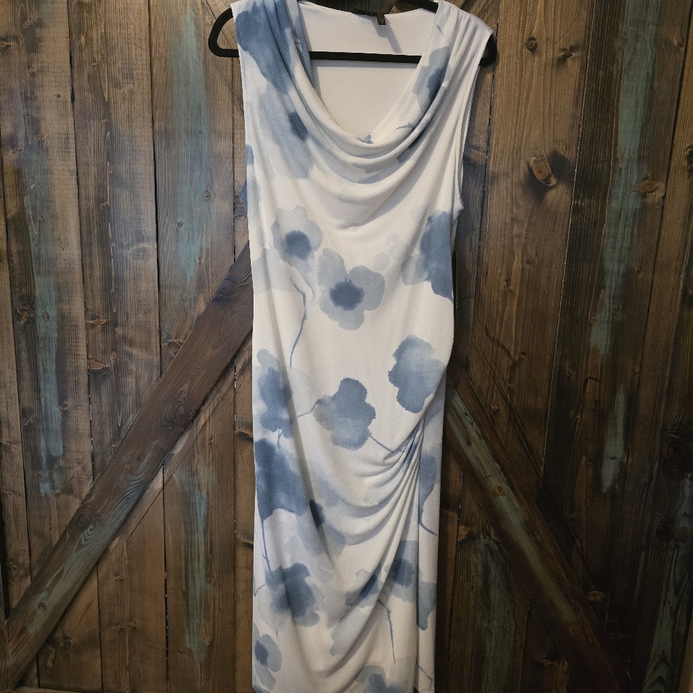 Blue and White Floral Dress